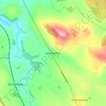 Low Hesket topographic map, elevation, terrain