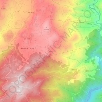 Curros topographic map, elevation, terrain