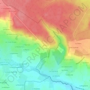 L'Ecottay topographic map, elevation, terrain