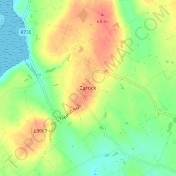 Carrick topographic map, elevation, terrain