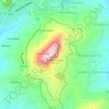Pietra Di Bismantova topographic map, elevation, terrain
