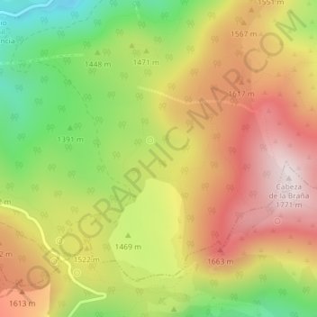 Hueco de los Cortados topographic map, elevation, terrain