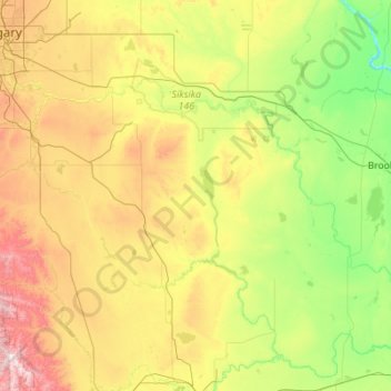 Vulcan topographic map, elevation, terrain