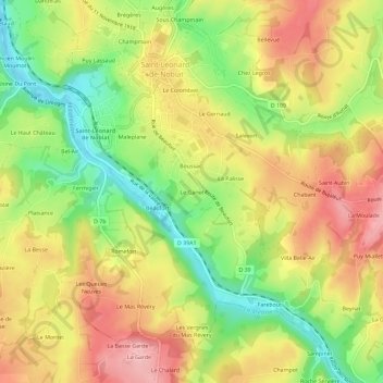 Le Ganet topographic map, elevation, terrain