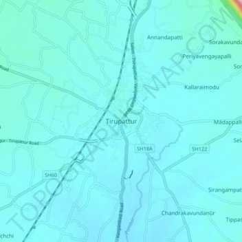 Tirupathur topographic map, elevation, terrain