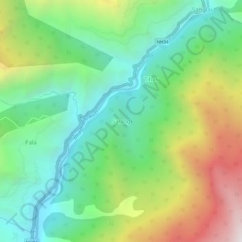 Salang topographic map, elevation, terrain