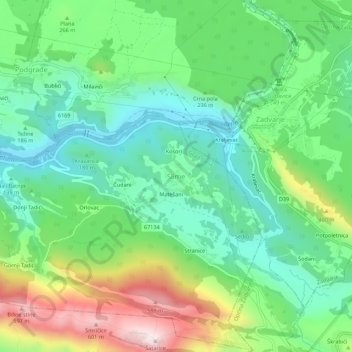 Slime topographic map, elevation, terrain
