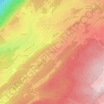 Les Raisses topographic map, elevation, terrain