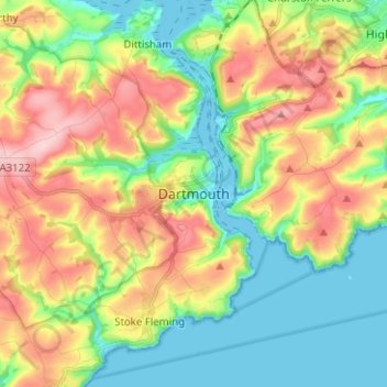 Dartmouth topographic map, elevation, terrain