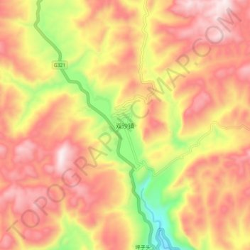 双沙镇 topographic map, elevation, terrain