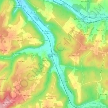 Les Potences topographic map, elevation, terrain