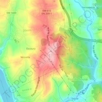 Jovim topographic map, elevation, terrain