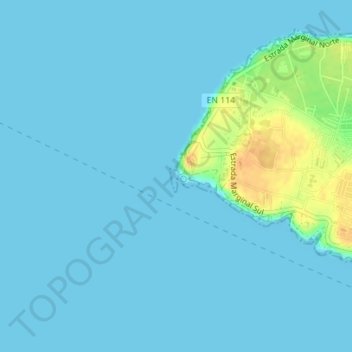 Cabo Carvoeiro topographic map, elevation, terrain