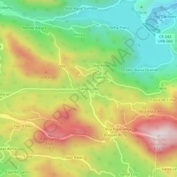 Santa Luzia topographic map, elevation, terrain