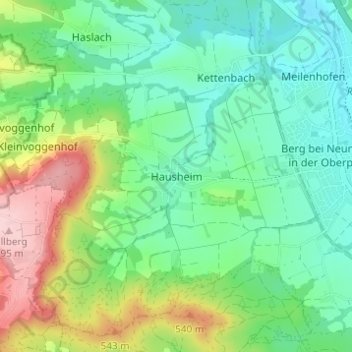 Hausheim topographic map, elevation, terrain