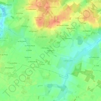 Martigne topographic map, elevation, terrain