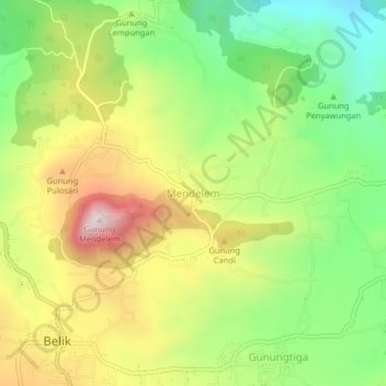 Mendelem topographic map, elevation, terrain