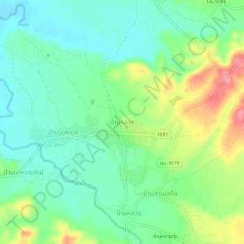 Ban Luang topographic map, elevation, terrain