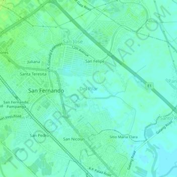 Del Pilar topographic map, elevation, terrain