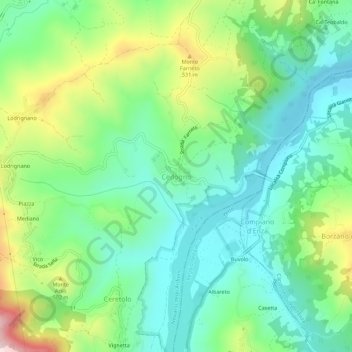 Cedogno topographic map, elevation, terrain