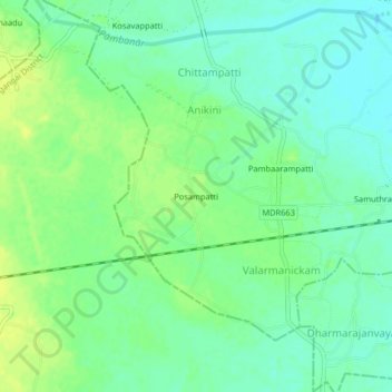 Posampatti topographic map, elevation, terrain