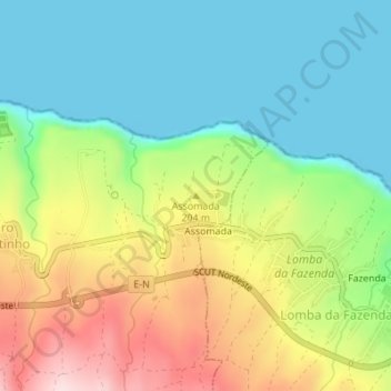 Assomada topographic map, elevation, terrain