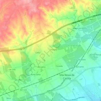 Pocinho topographic map, elevation, terrain