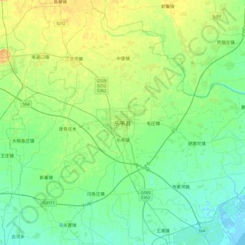 乐亭县 topographic map, elevation, terrain