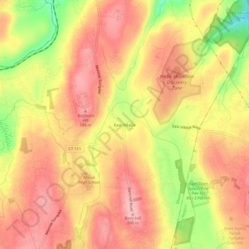 East Village topographic map, elevation, terrain