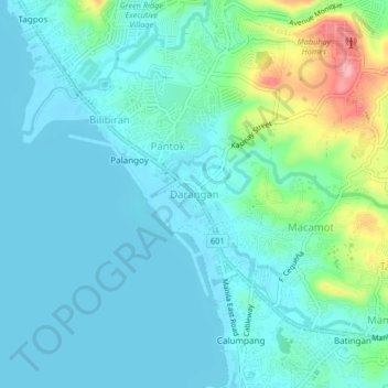 Darangan topographic map, elevation, terrain
