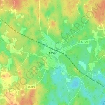 Skruv topographic map, elevation, terrain