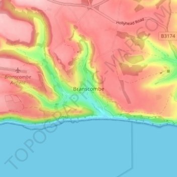 Branscombe topographic map, elevation, terrain
