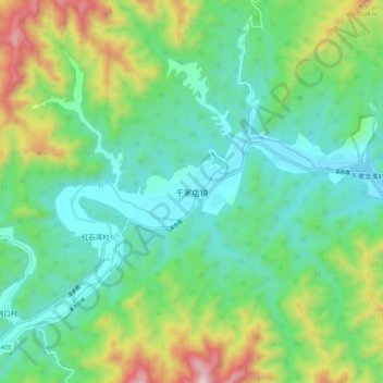 千家店镇 topographic map, elevation, terrain
