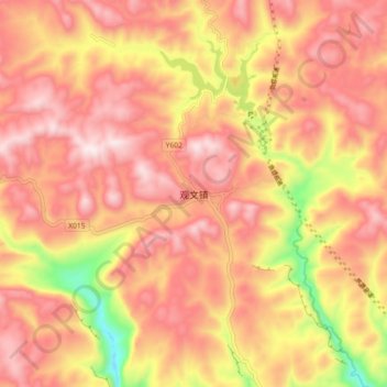 观文镇 topographic map, elevation, terrain