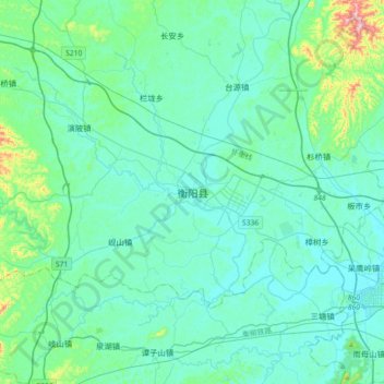 Hengyang topographic map, elevation, terrain