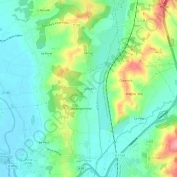 La Rode topographic map, elevation, terrain