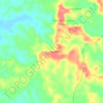 Pucok Reudeup topographic map, elevation, terrain