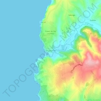 São Lourenço topographic map, elevation, terrain