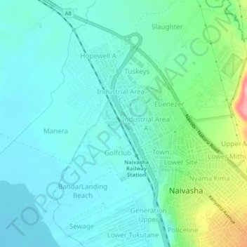 Social Area topographic map, elevation, terrain