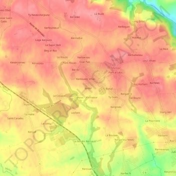 Bodel topographic map, elevation, terrain