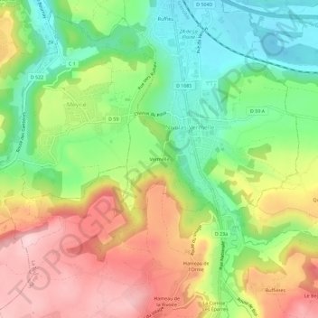 Vermelle topographic map, elevation, terrain