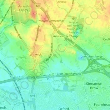 Arbury topographic map, elevation, terrain