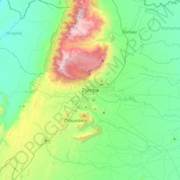 Zomba topographic map, elevation, terrain