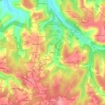 Sanilhac topographic map, elevation, terrain