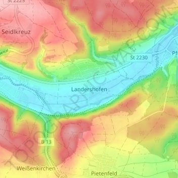 Landershofen topographic map, elevation, terrain