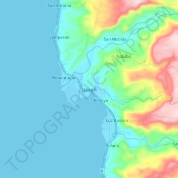 Jasaan topographic map, elevation, terrain