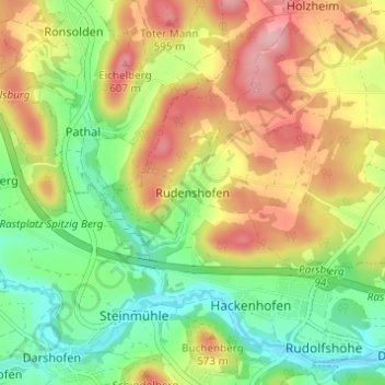 Rudenshofen topographic map, elevation, terrain