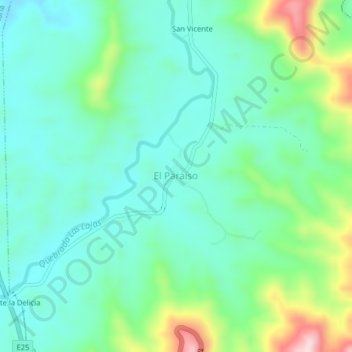 El Paraiso topographic map, elevation, terrain