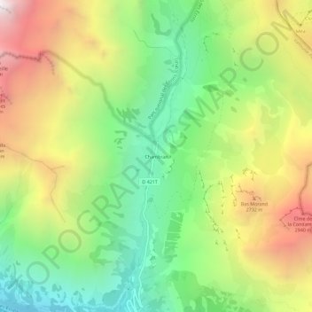 Chambran topographic map, elevation, terrain