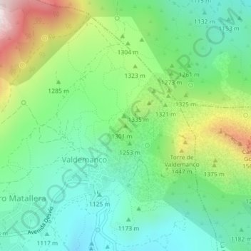 Peña del Hierro topographic map, elevation, terrain